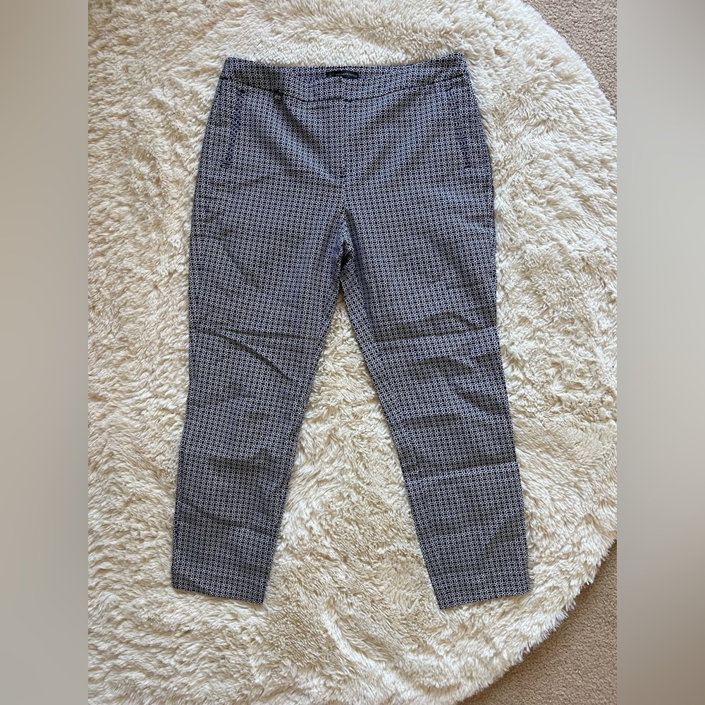 Adrianna Papell Navy and White Geometric Pants, Sz 12